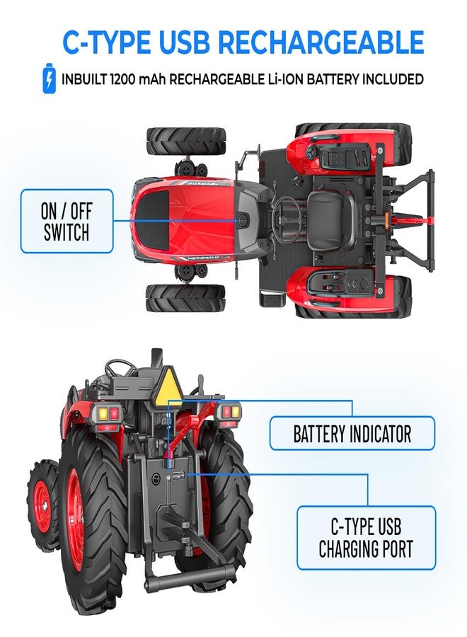Mirana Mahindra OJA RC Tractor Toy for Kids | Remote Controlled ATV Truck | Type-C USB Rechargeable | in-Built Bluetooth Speakers | Orignally Licensed Model Vehicle | Gift for Boys & Girls 3+ Years - Image 3